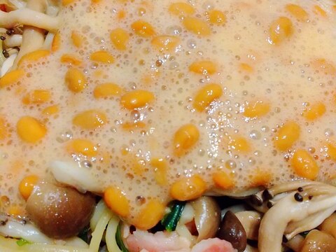 きのこたっぷり納豆パスタ♪